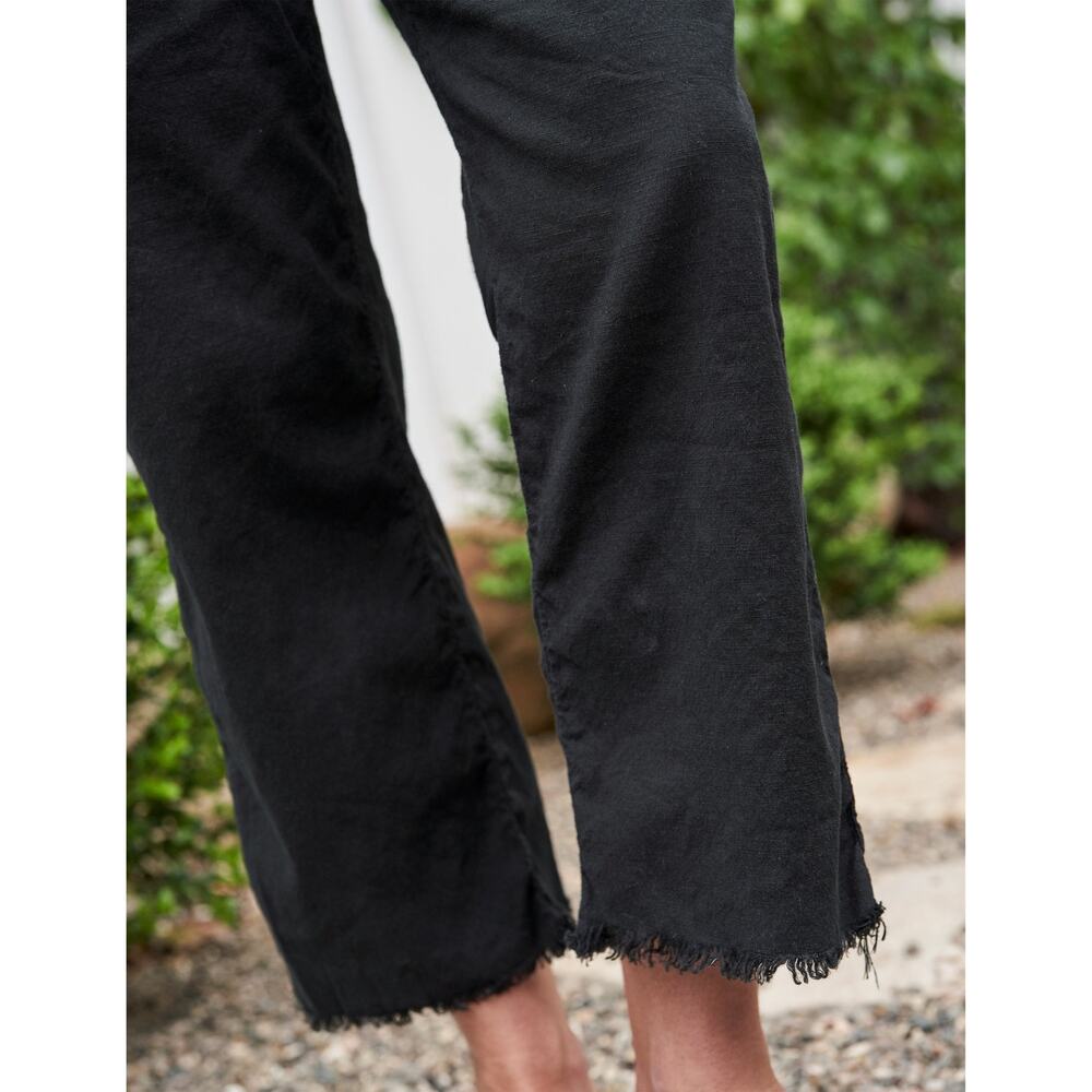 Frank & Eileen Black Kinsale Cotton Flax Crop Pants Size 0 - Picture 3 of 8